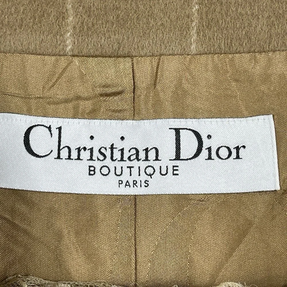 Christian Dior Jacket Womens 6 Tan‎ Wool Angora Windowpane Deconstructed France